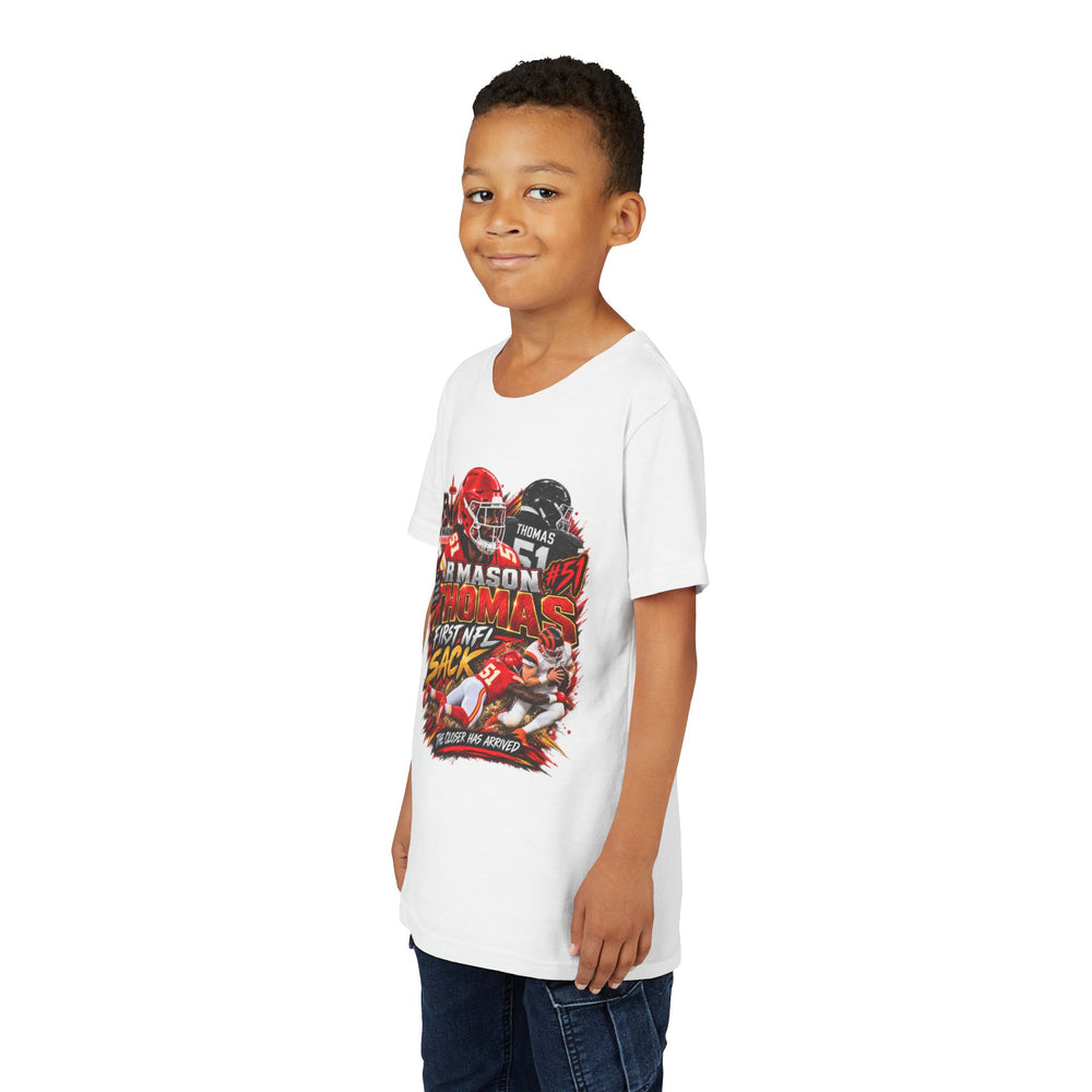 R Mason Thomas First NFL Sack Football Graphic Youth Tee